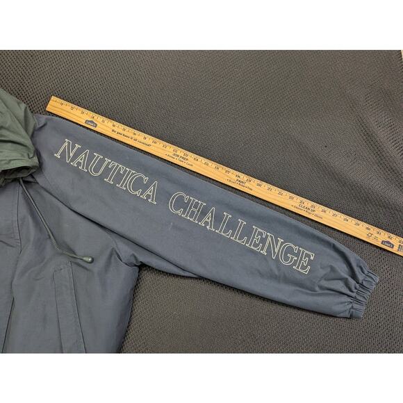 Vintage Nautica Navy Blue Holly Green Hood Challenge Jacket - Picture 7 of 7